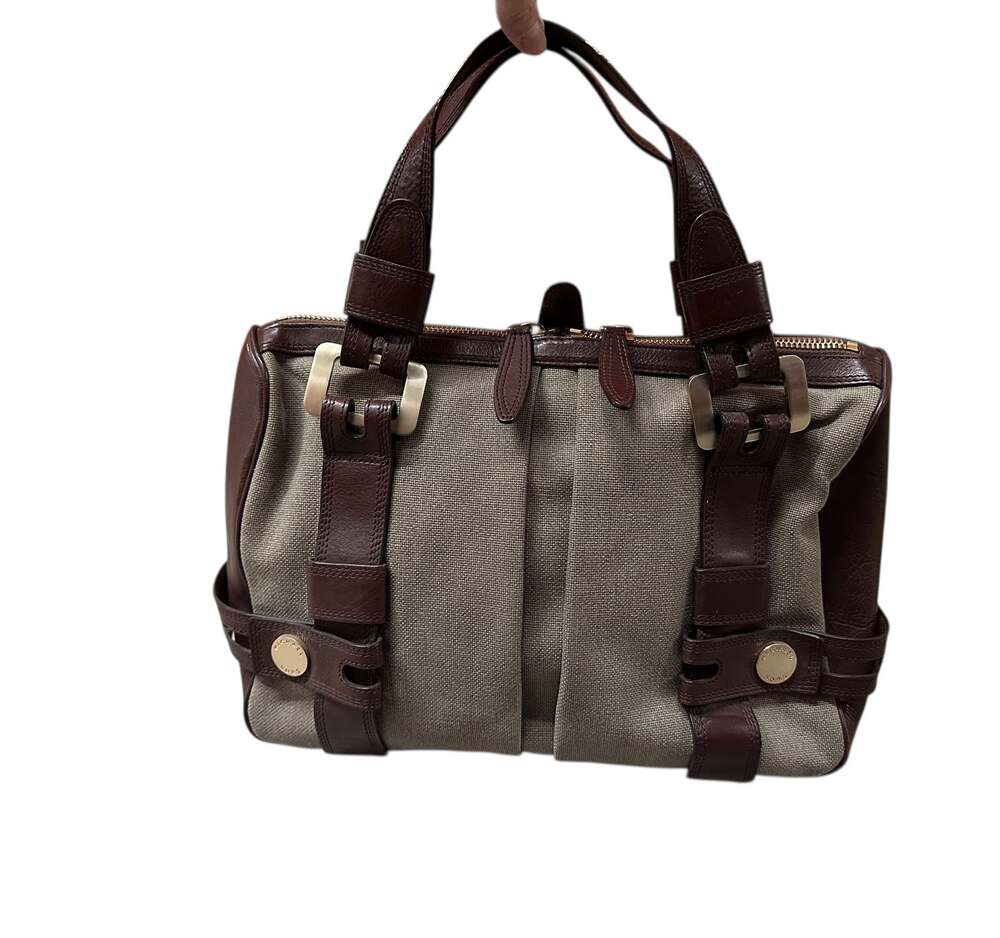Michael Kors Vintage Leather and Canvas Satchel Grab Bag